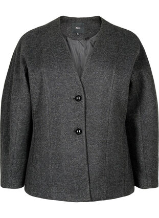 ZizziGetailleerde blazer, Dark Grey Melange, Packshot image number 0