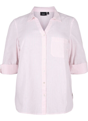 ZizziShirtblouse met knoopsluiting van katoen-linnenmix, Rosebloom White, Packshot image number 0