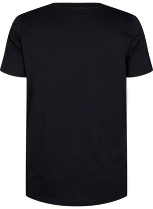 ZizziKatoenen T-shirt met strasmotief, Black w. Dream, Packshot image number 1