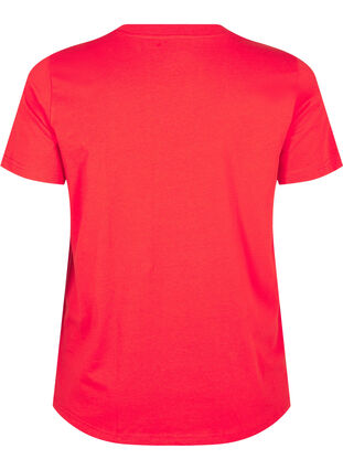 ZizziBasic katoenen T-shirt met ronde hals, Flame Scarlet, Packshot image number 1