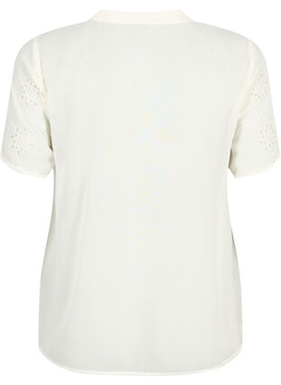 ZizziOverhemdblouse met korte mouwen en broderie anglaise, Antique White, Packshot image number 1