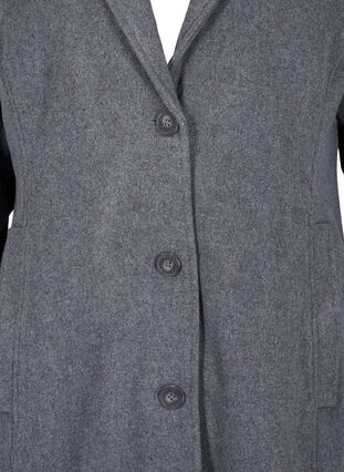 Zizzi Manteau long en laine avec des poches, Dark Grey Melange, Packshot image number 2