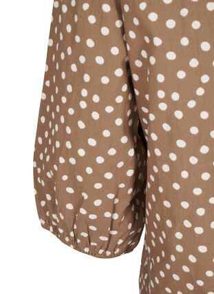 ZizziKatoenen blouse met 3/4 mouwen en print, Coca Mocha Dot , Packshot image number 3