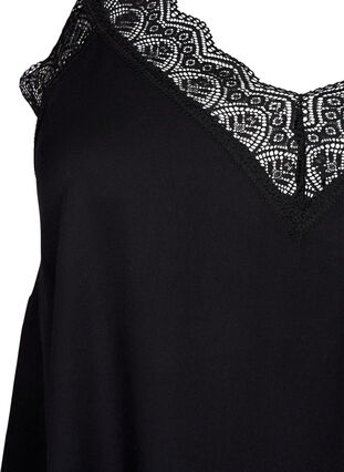 ZizziSpaghetti-jurk van viscose met kant, Black, Packshot image number 2