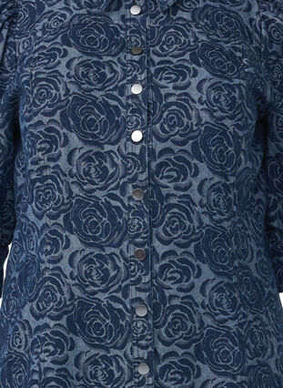 ZizziKorte denim overhemdjurk met rozenpatroon, Denim Rose AOP, Packshot image number 2