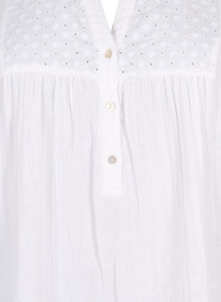 ZizziKatoenen tuniek met broderie anglaise, Bright White, Packshot image number 2