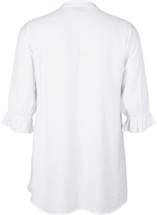 ZizziLang viscose shirt met kanten detail, Bright White, Packshot image number 1