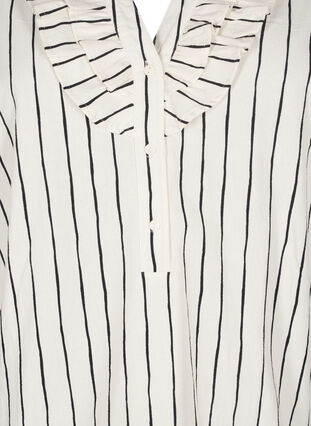 ZizziKatoenen blouse met 3/4 mouwen en print, Eggnog Black Stripe, Packshot image number 2