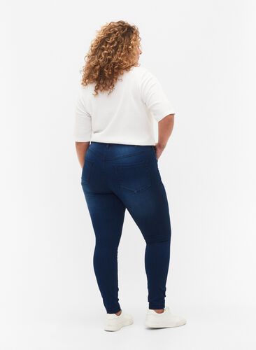 ZizziSuper slim Amy jeans met hoge taille, Blue Denim, Model image number 1