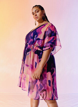 ZizziStrand kimono met print., Purple Swirl, Image image number 0