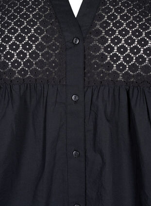 Zizzi FLASH – Chemise avec détails en crochet, Black, Packshot image number 2