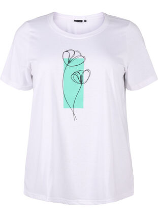 Zizzi FLASH - T-shirt avec motif, Bright White Flower, Packshot image number 0