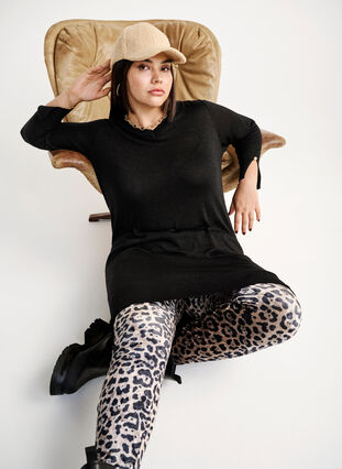 Zizzi Legging en velours avec imprimé léopard, Leopard, Image image number 0