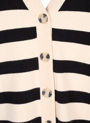 Zizzi Cardigan en maille rayé avec col en V, Birch w. Black, Packshot image number 2