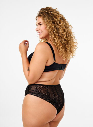 Zizzi Culotte brésilienne en dentelle microfibre, Black, Model image number 1