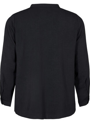 ZizziBlouse met lange mouwen en V-hals, Black, Packshot image number 1