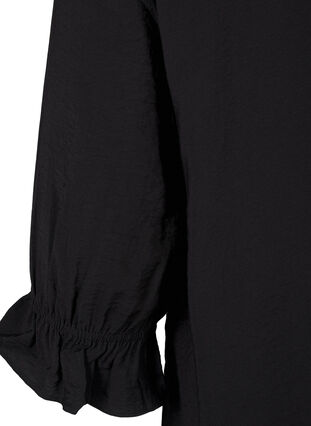 ZizziLang viscose shirt met kanten detail, Black, Packshot image number 3
