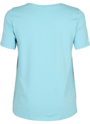 ZizziBasic t-shirt in effen kleur met katoen, Reef Waters, Packshot image number 1