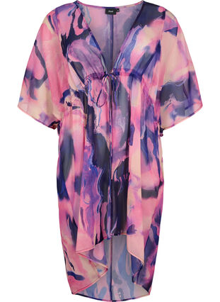 Zizzi Kimono de plage avec imprimé, Purple Swirl, Packshot image number 0