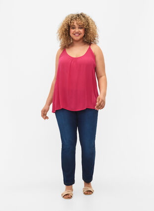 ZizziStrap top in viscose, Bright Rose, Model image number 2