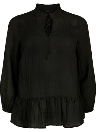 ZizziViscose blouse met peplum, Black, Packshot image number 0