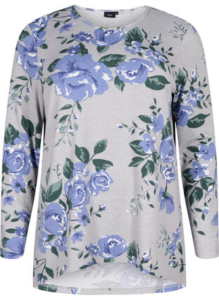ZizziGebloemde blouse met lange mouwen, Light Mel. AOP, Packshot image number 0