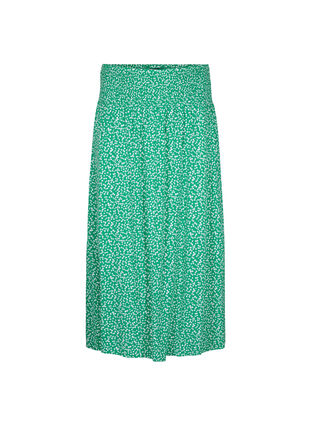 ZizziFLASH - Maxi rok in viscose met smokwerk, Bright Green Wh.AOP, Packshot image number 0