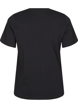 ZizziT-shirt met ronde hals en strass-steentjes, Black, Packshot image number 1