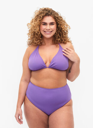 Zizzi Culotte de bikini à taille haute, Royal Lilac, Model image number 0