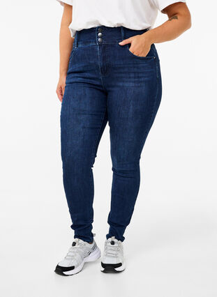 Zizzi Jean Bea super mince avec taille extra haute, Dark Blue, Model image number 2