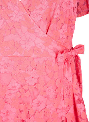 Zizzi Robe cache-cœur avec dentelle et manches courtes, Pink Carnation, Packshot image number 2