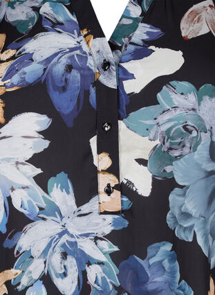 ZizziBlouse met lange mouwen en bloemenprint, Yellow Flower AOP, Packshot image number 2