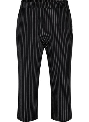 Zizzi Pantalon ample avec longueur 7/8, Black White Stirpe, Packshot image number 0