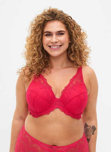 Zizzi Soutien-gorge en dentelle rembourré avec armature, Love Potion, Model image number 0