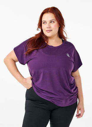 ZizziEffen gekleurd T-shirt voor sporten, Purple Pennant, Model image number 0