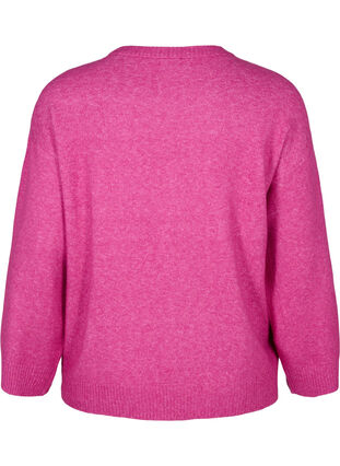 ZizziGebreide blouse met ronde hals en middennaad, Fuchsia Red Mel., Packshot image number 1