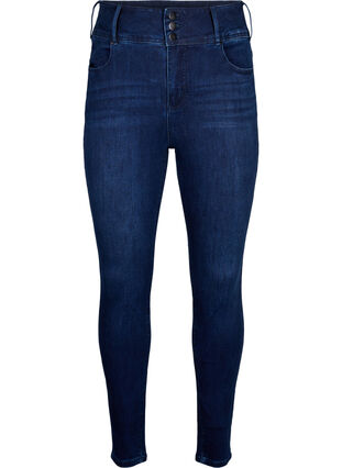 ZizziSuper slanke Bea jeans met extra hoge taille, Dark Blue, Packshot image number 0