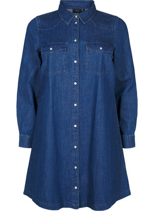 ZizziDenim jurk met knopen, Medium Blue Denim, Packshot image number 0