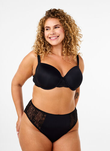 Zizzi Culotte brésilienne en dentelle microfibre, Black, Model image number 0