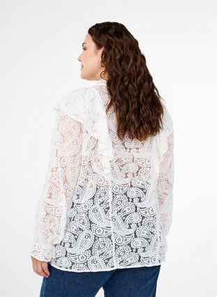 ZizziKanten overhemd-blouse met ruches, Snow White, Model image number 1