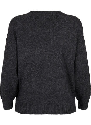 Zizzi Chemisier en tricot avec coutures, Dark Grey White Mel., Packshot image number 1