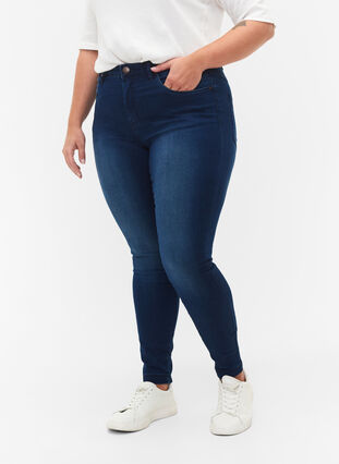 Zizzi Jean Amy super slim avec taille haute, Blue Denim, Model image number 2