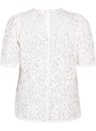 ZizziKanten blouse met korte mouwen, Bright White, Packshot image number 1