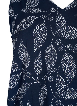 Zizzi Top floral avec col en V, Navy B. w. Dot Leaf, Packshot image number 2