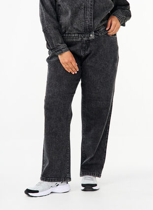 ZizziLosse jeans met gekorte lengte, Dark Grey Denim, Model image number 2