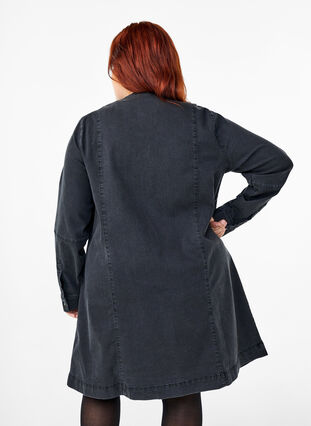 Zizzi Robe en jean forme trapèze avec fermeture éclair, Grey Washed, Model image number 1