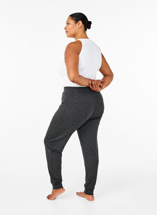 Zizzi Pantalon en jersey taille haute, Dark Grey Melange, Model image number 1