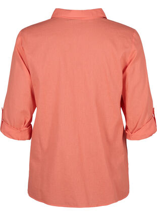 ZizziShirtblouse met knoopsluiting van katoen-linnenmix, Living Coral, Packshot image number 1