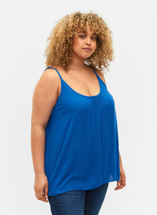 ZizziStrap top in viscose, Victoria blue, Model image number 0