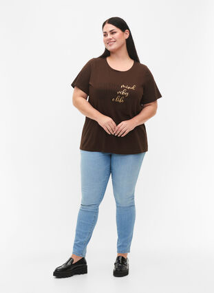 ZizziKatoenen T-shirt met print, Demitasse W. POS, Model image number 2